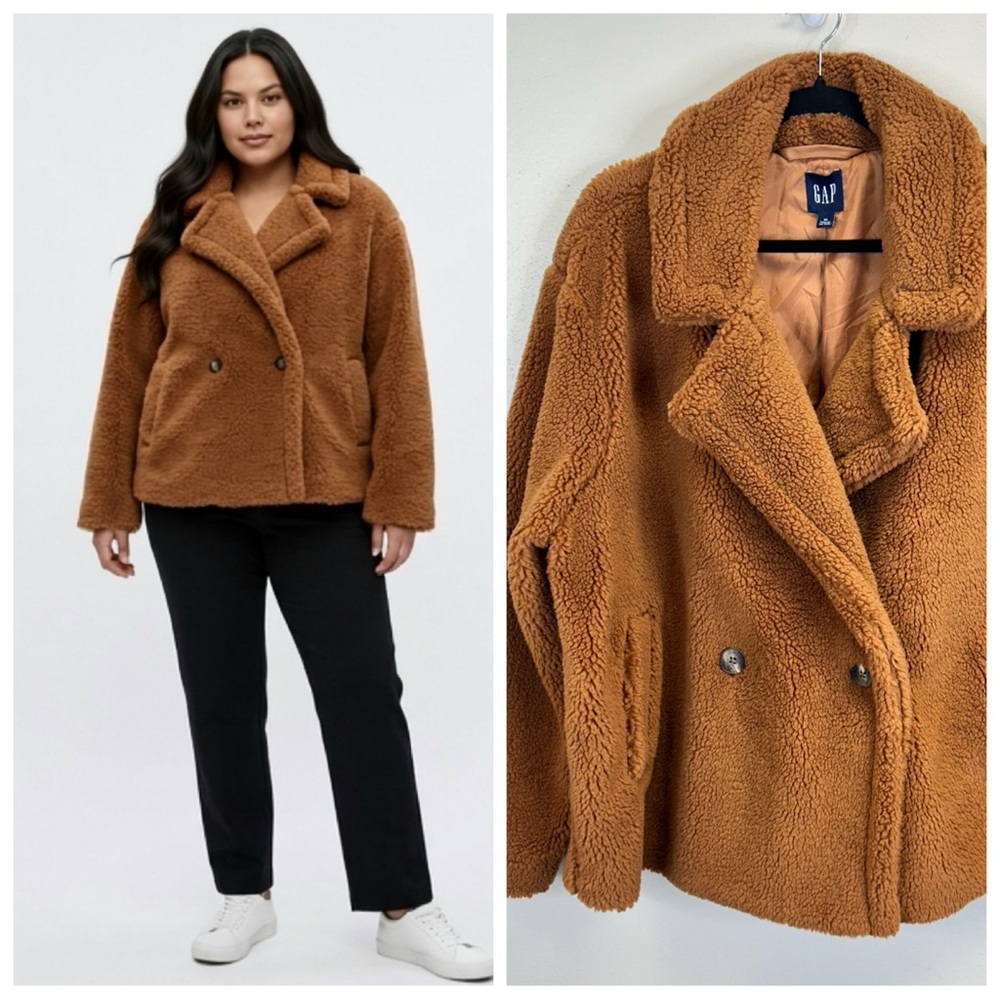 Fuzzy Teddy Jacket Faux Fur Pockets Soft Warm XL Glam Comfycore Oversized Boho